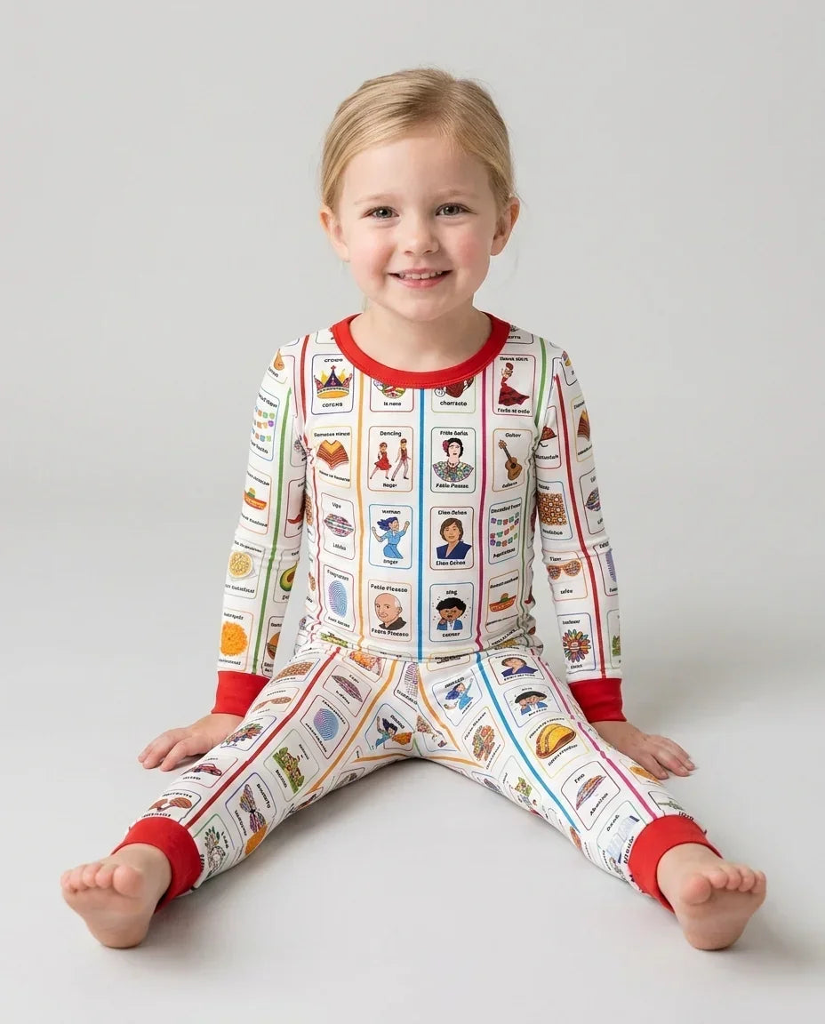 Lotería Hispanic Heritage Month Bamboo Two Piece Long Sleeve Pajama Set