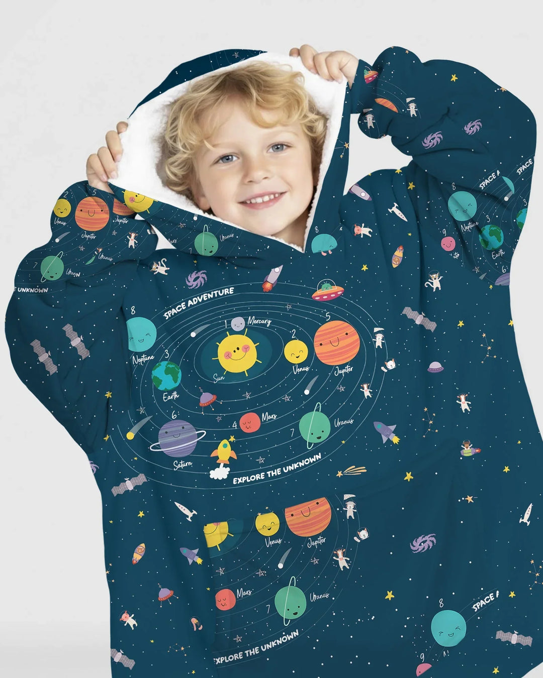 Solar System Explorers Bamboo Blanket Hoodie
