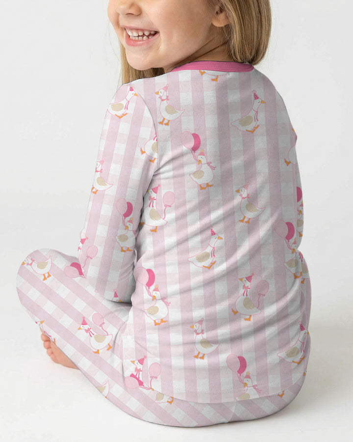 Custom Embroidered Birthday Boy/Girl Baby Bamboo Two Piece Long Sleeve Pajama Set