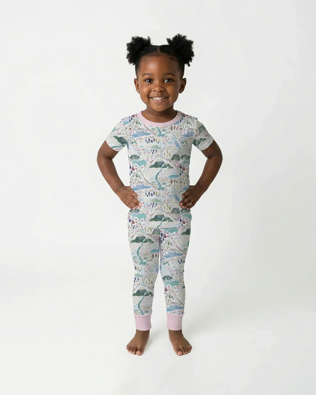 Whimsical Psalms 23 Map Two Piece Short Sleeve Pajama Set