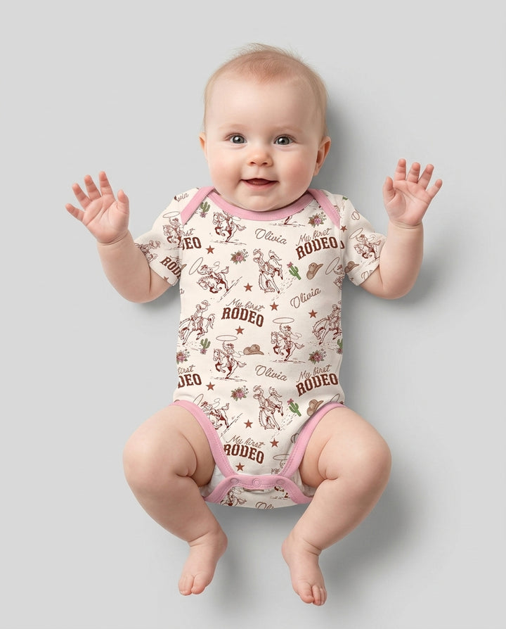 Custom Name First Rodeo Family Matching Bamboo Bodysuit