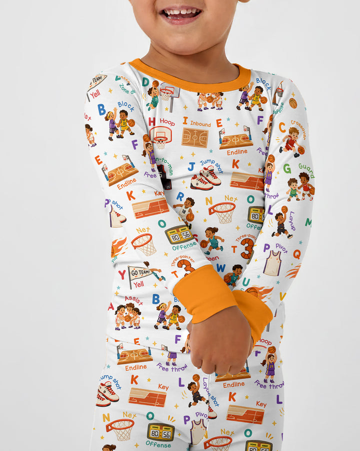 Basketball Alphabet Bamboo Two Piece Long Sleeve Pajama Set