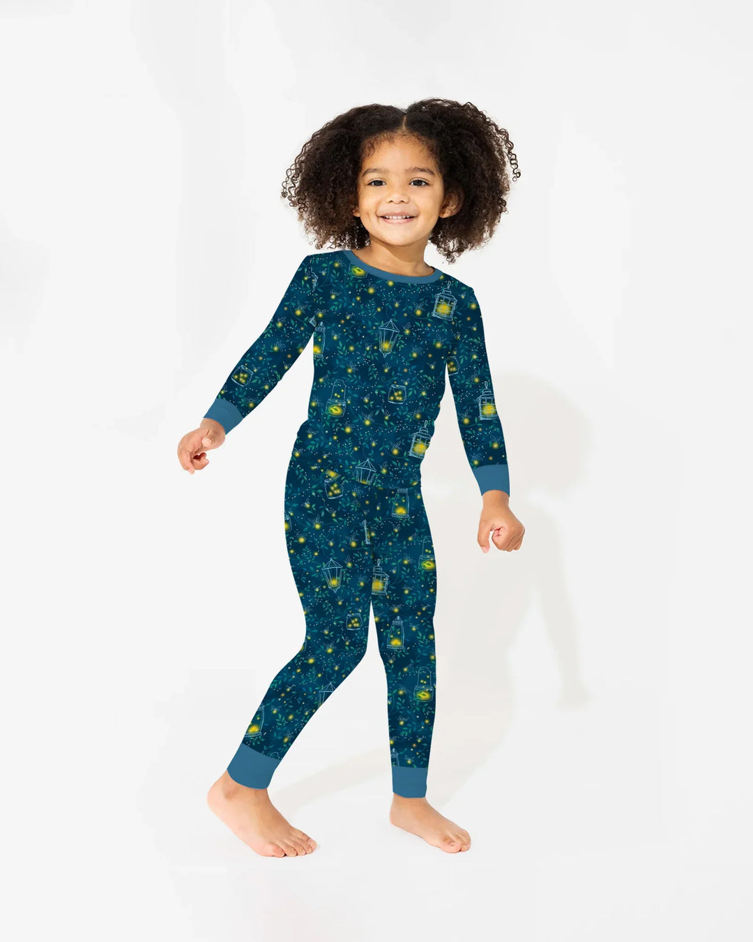 Conjunto de pijama de dos piezas de manga larga de bambú Firefly Evening Forest