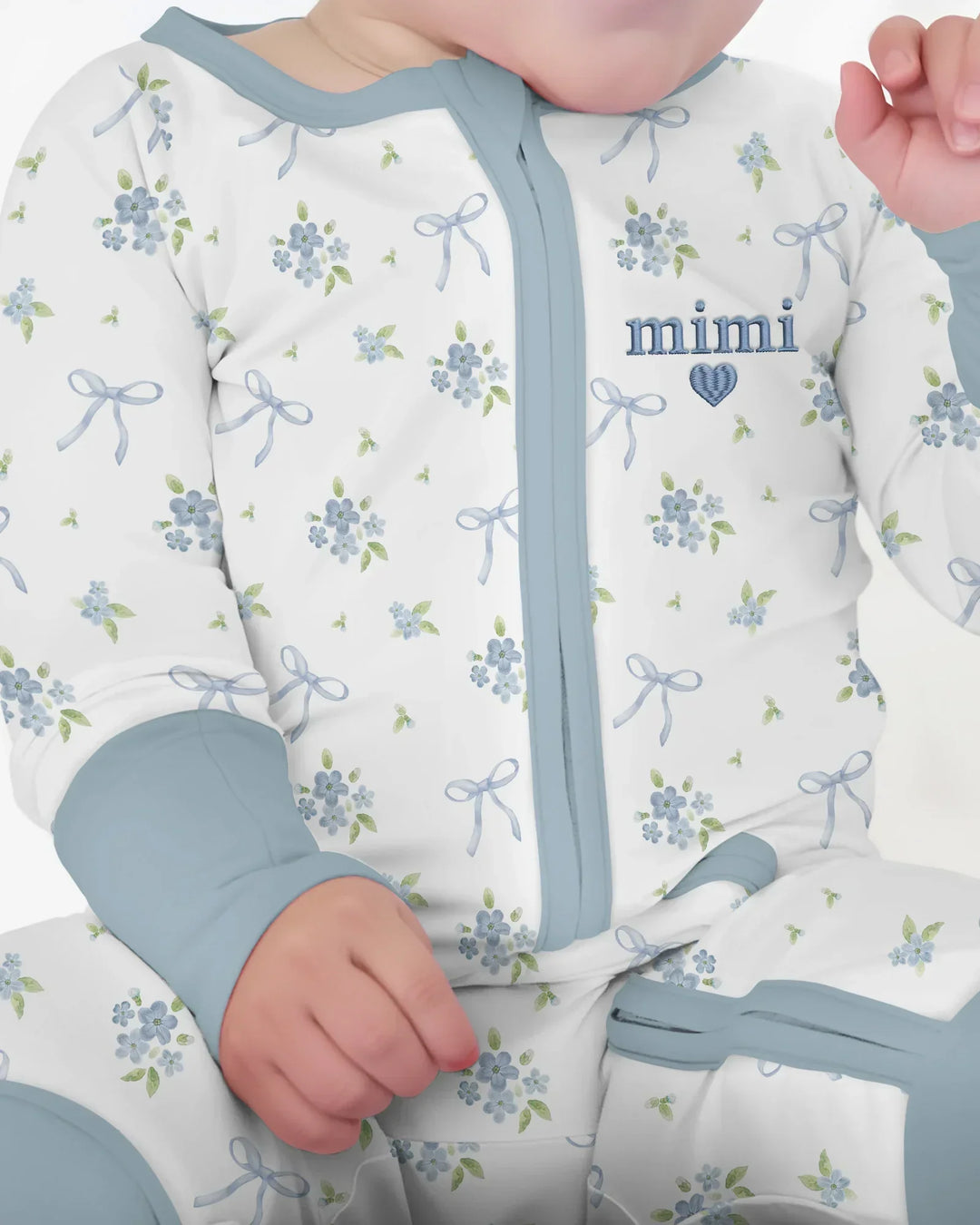Mameluco convertible de bambú con cremallera bordado a juego para mamá y bebé