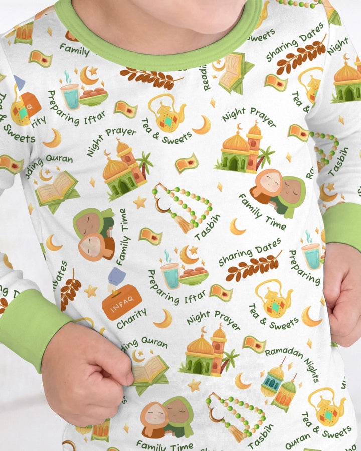 Ramadan Mubarak Matching Family Two Piece Long Sleeve Pajama Set