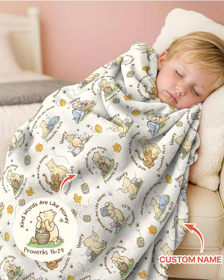 Kind Words Are Like Honey Custom Name Bamboo Blanket