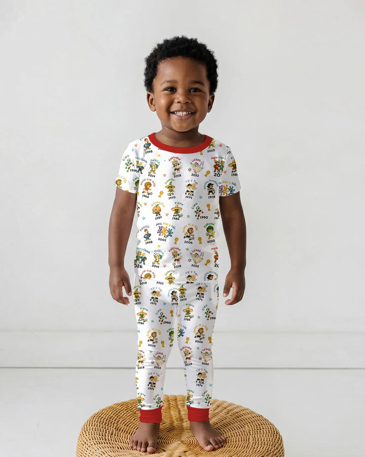 Soccer cup Mascots Bamboo Two Piece Short Sleeve Pajama Set