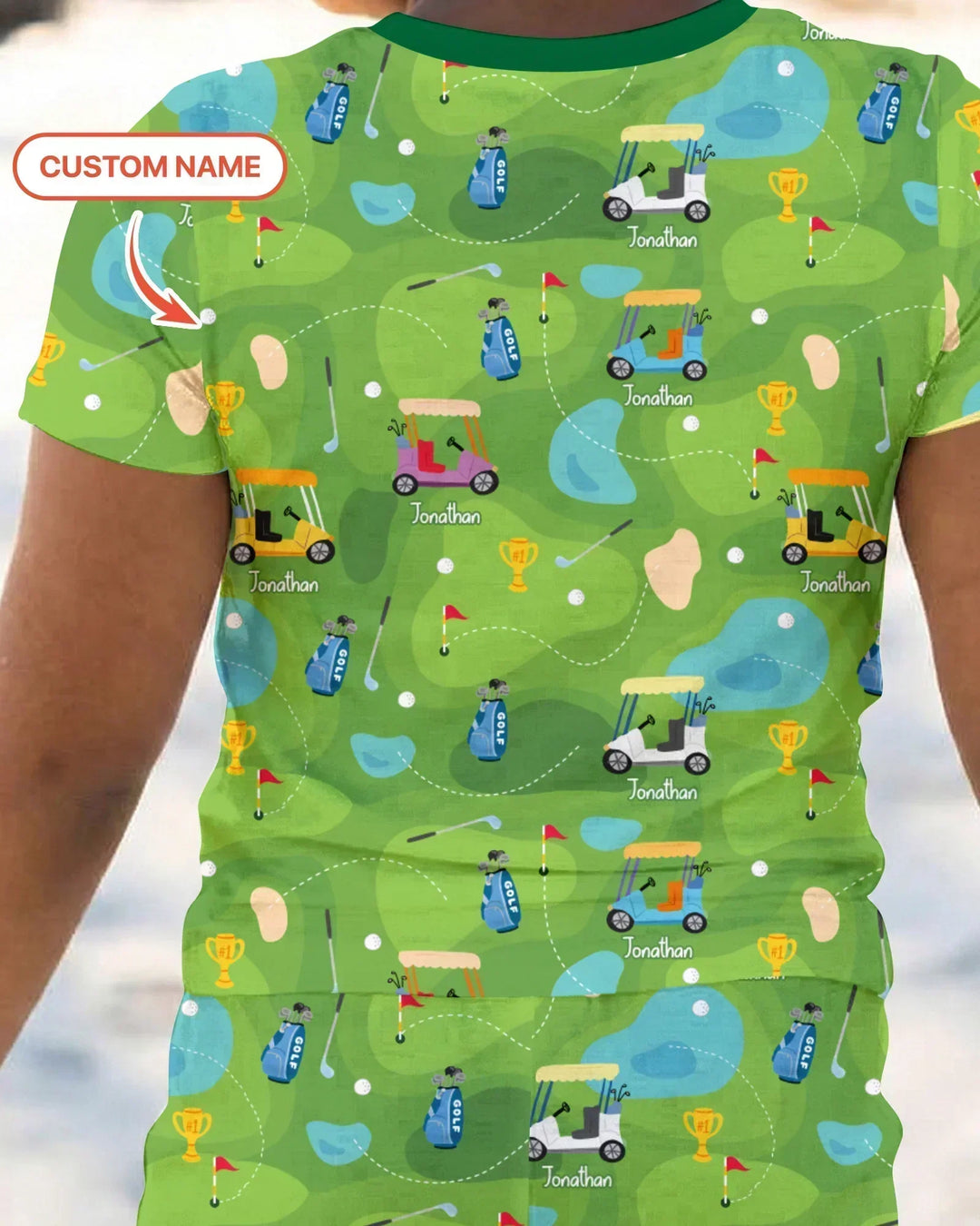 Custom Name Golf Season Family Matching Bamboo Two Piece Short Sleeve Pajama Set