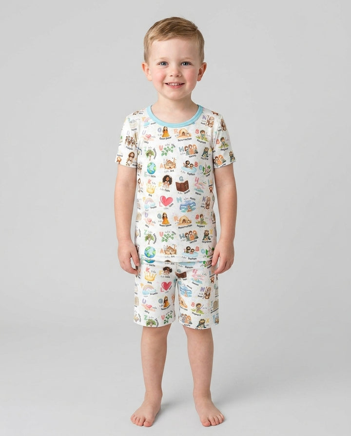 Template Zweiteiliges Pyjama-Set mit kurzen Ärmeln und Shorts