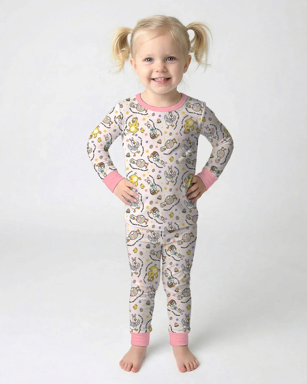 Easter Goose Family Matching Two Piece Long Sleeve Pajama Set