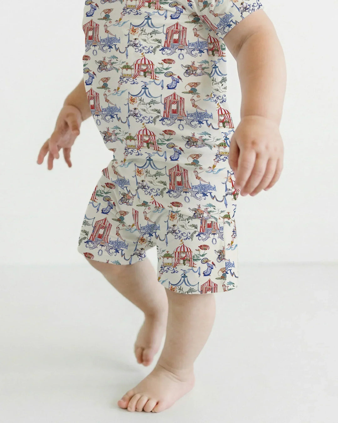 Vintage Lousiana Circus Toile Family Matching Bamboo Two Piece Short Sleeve Shorts Pajama Set