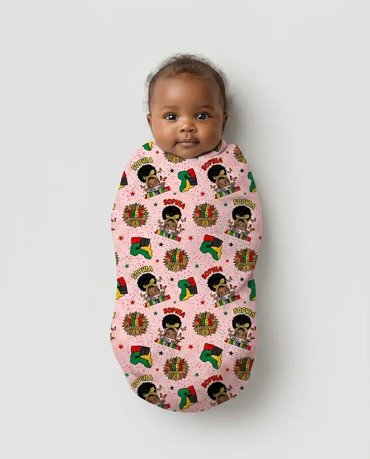 Custom Name Little Miss Juneteenth Swaddle Blanket