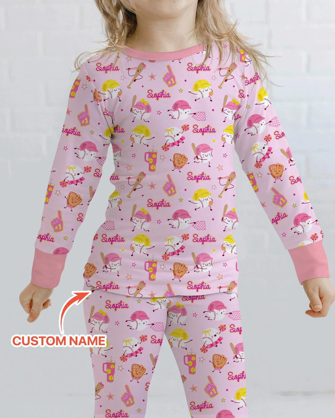 Baseball Mama and Mini Matching Bamboo Two Piece Long Sleeve Pajama Set