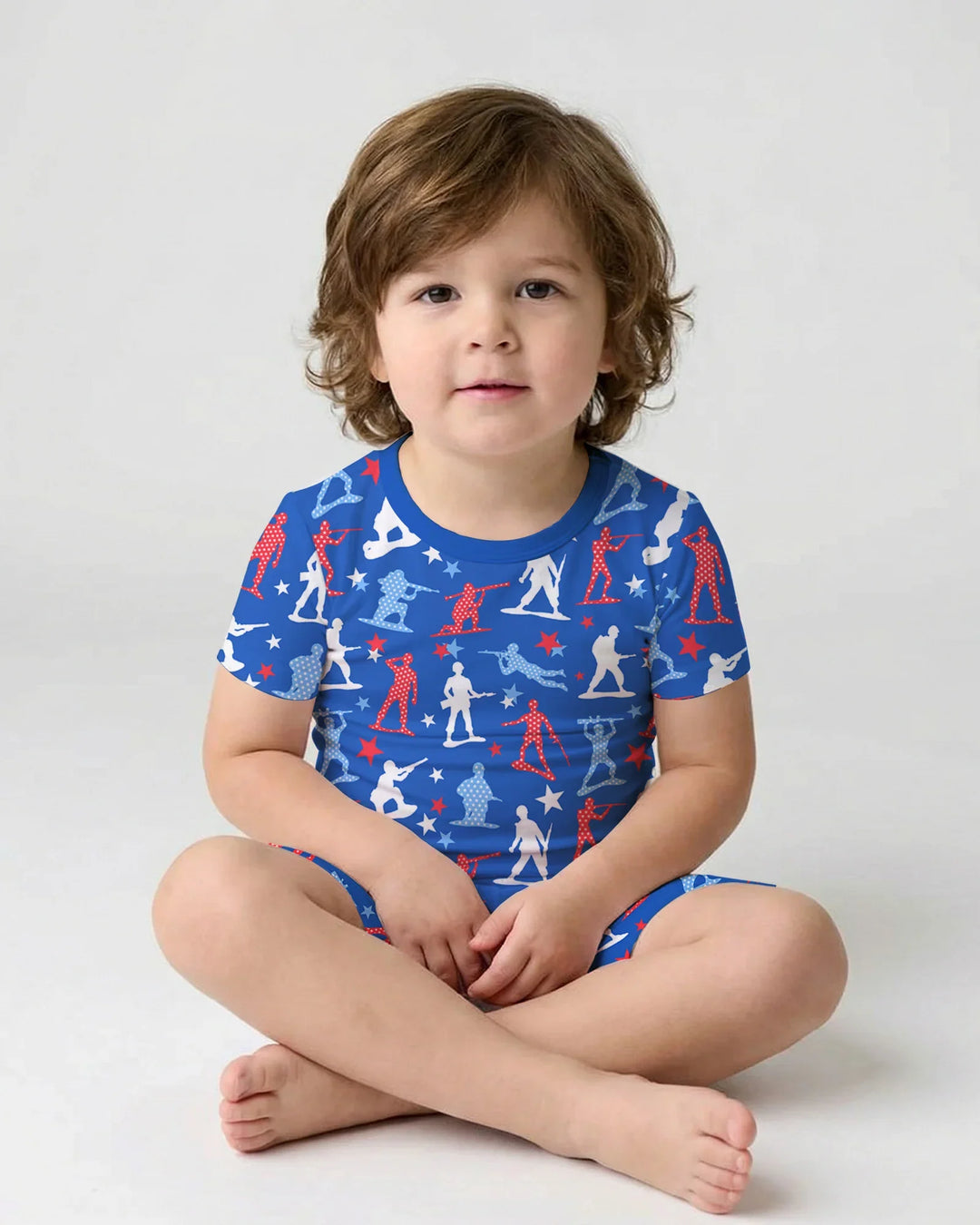 Army Toys 4th of July Bamboo Two Piece Short Sleeve Shorts Pajama Set