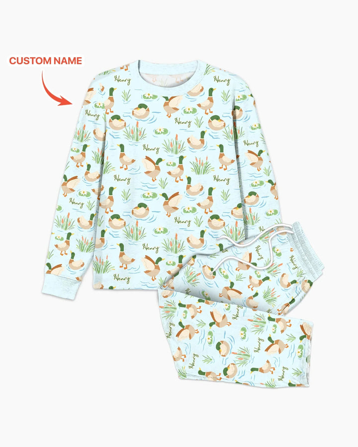 Pijama para hombre de pato ánade real de bambú personalizado
