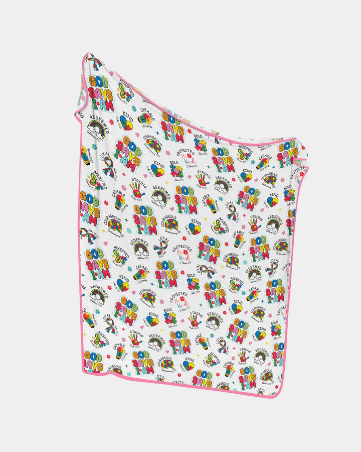 God Says I Am Autism Awareness Bamboo Blanket
