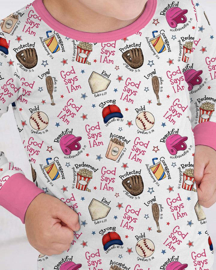 Christian Baseball Two Piece Long Sleeve Pajama Set