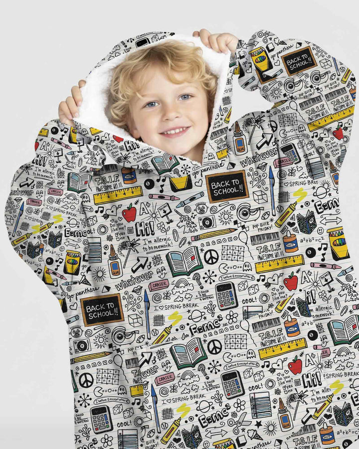 School Days Doodles Bamboo Blanket Hoodie