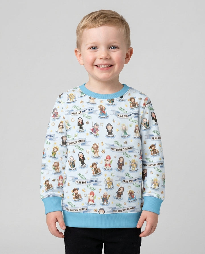 Sudadera de cuello redondo de bambú con nombre personalizado "Holy Saints of Heaven"
