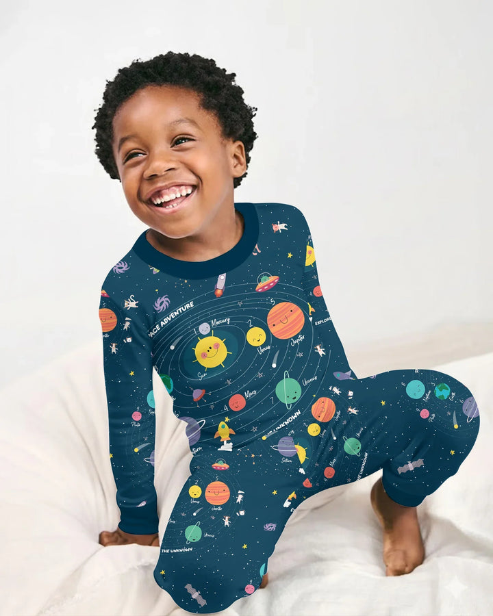 Solar System Explorers Bamboo Two Piece Long Sleeve Pajama Set