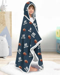 Football Pattern Personalized Wearable Hooded Blanket