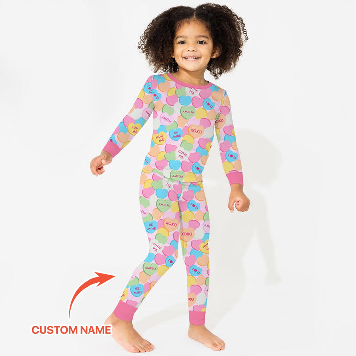 Valentine Candy Crush Family Matching Two Piece Long Sleeve Pajama Set