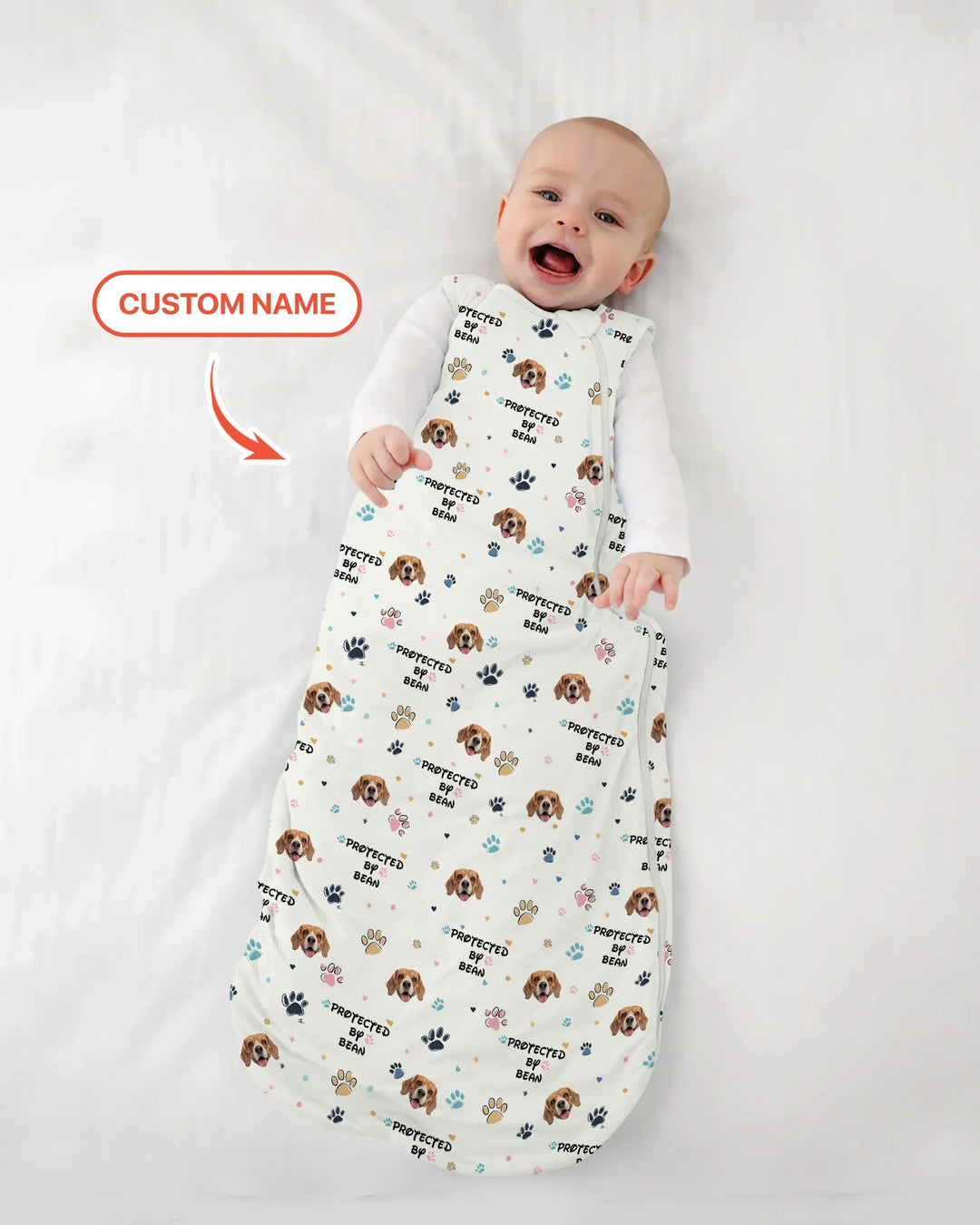 Custom Dog Photo Pattern Protected By Sleep Bag