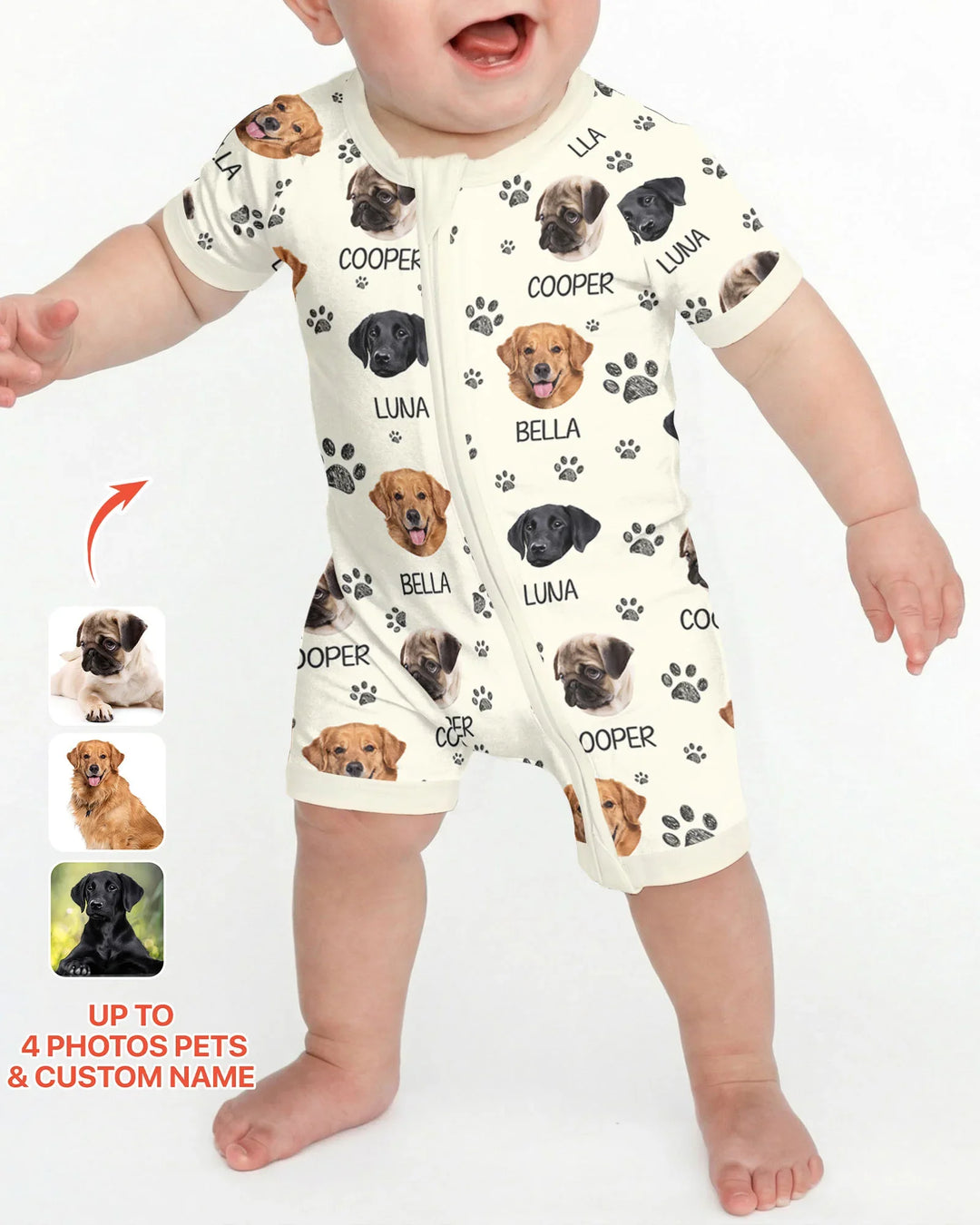 Custom Photo With Paw For Dog Lovers Bamboo Shorty Zippy