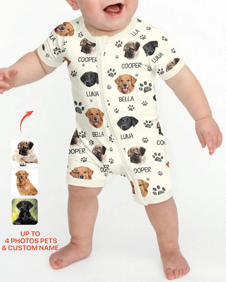 Custom Photo With Paw For Dog Lovers Bamboo Shorty Zippy