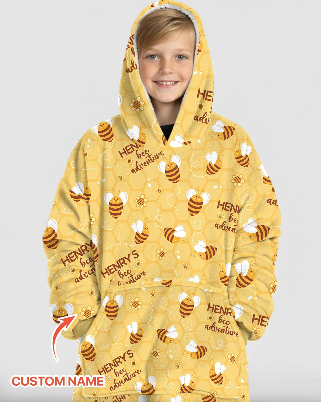 Custom Name Bee Back To School Bamboo Blanket Hoodie