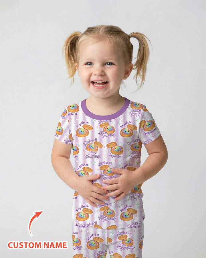 Conjunto de pijama de dos piezas de bambú de manga corta, plantilla personalizada