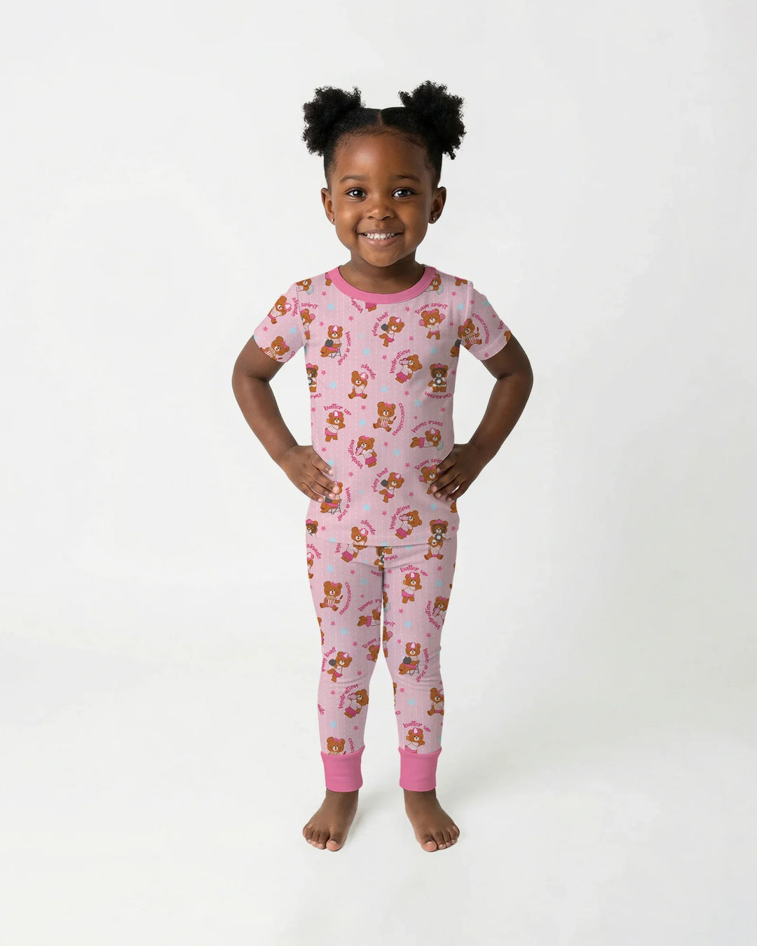 Born To Play Baseball Bamboo Two Piece Short Sleeve Pajama Set