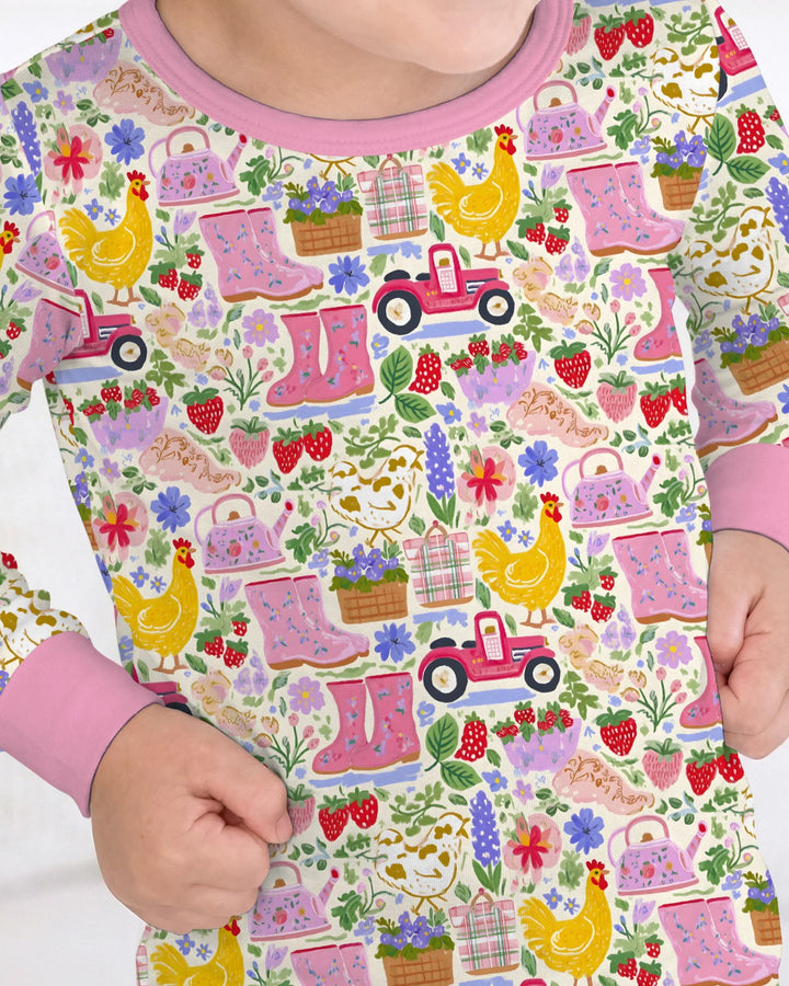 Farm Life Mommy & Me Matching Bamboo Two Piece Long Sleeve Pajama Set