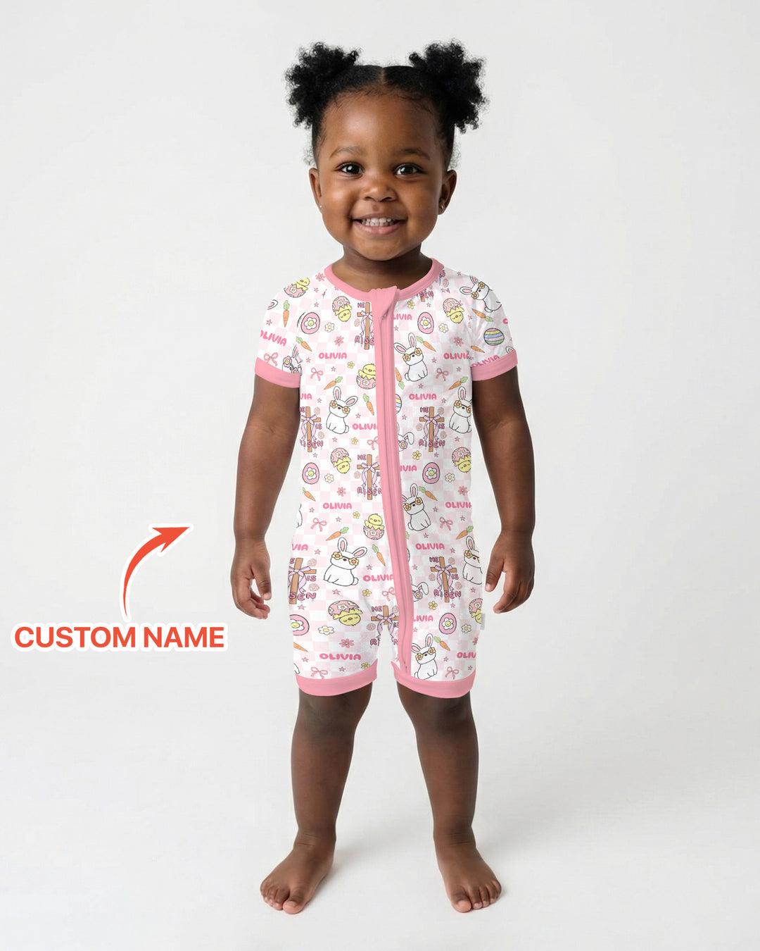 Custom Name Retro Easter Shorty Zippy