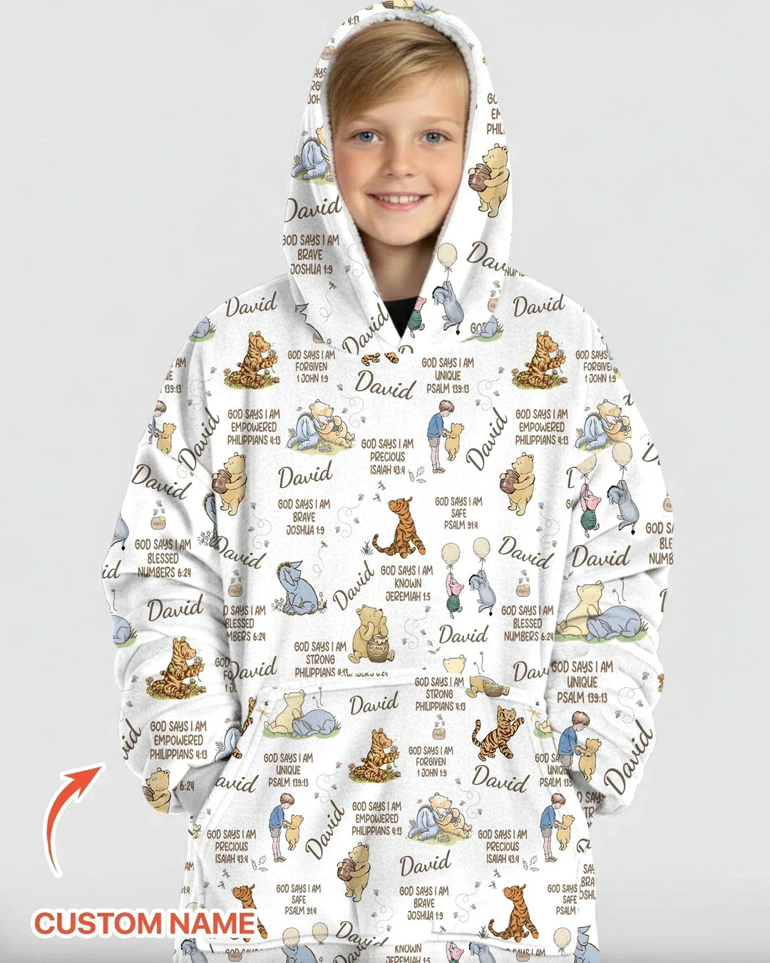 Custom Name God Says I Am Classic Bear Bamboo Blanket Hoodie