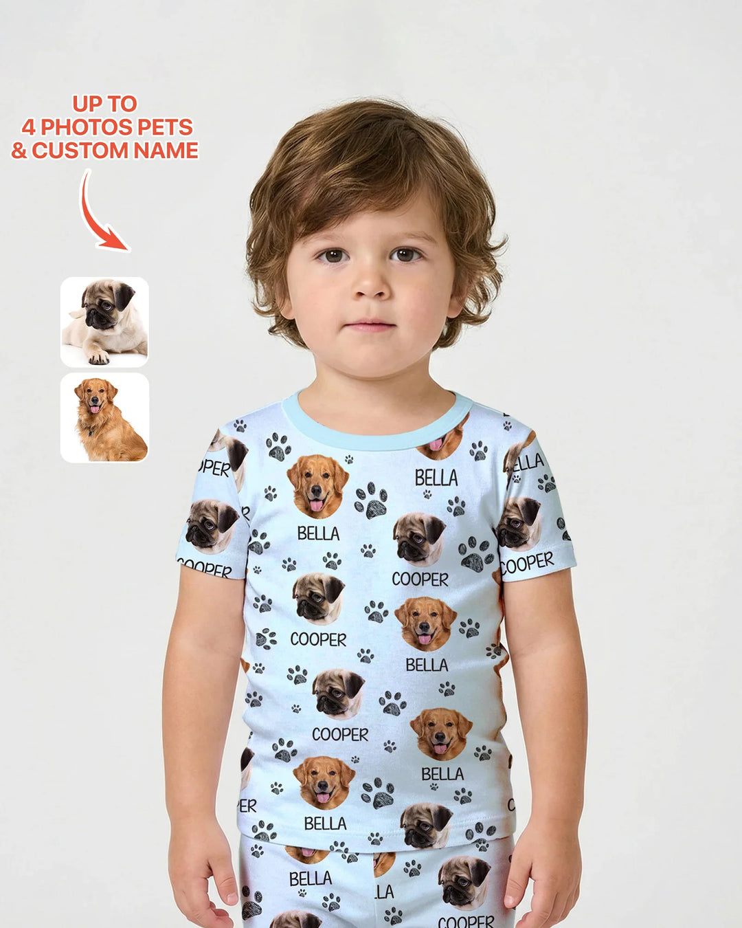 Custom Photo With Paw For Dog Lovers Bamboo Two Piece Short Sleeve Shorts Pajama Set