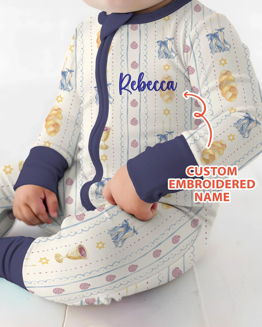 Custom Embroidered Name Shabbat Matching With Mom Bamboo Convertible Zippy