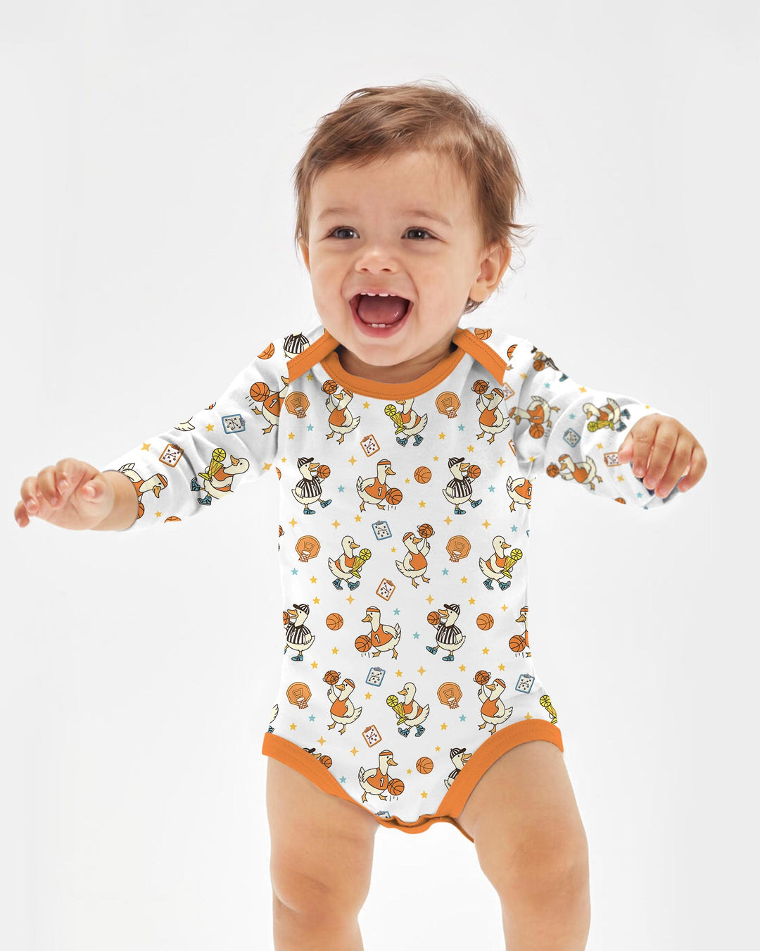Silly Goose Playing Basketball Bamboo Bodysuit