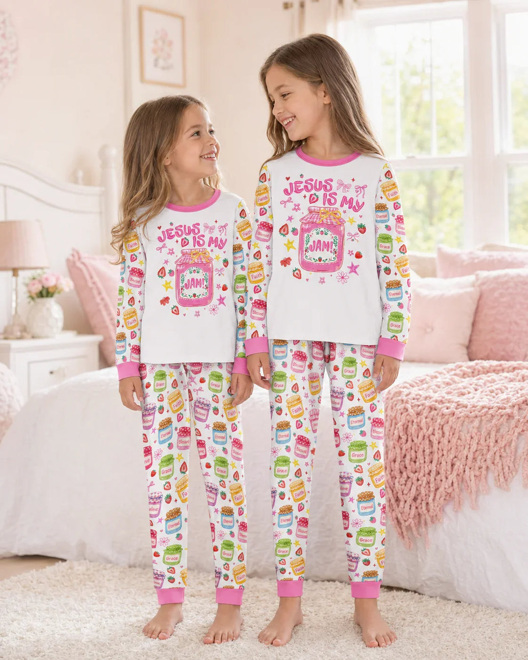Preppy Summer Jesus Is My Jam Bamboo Two Piece Long Sleeve Pajama Set