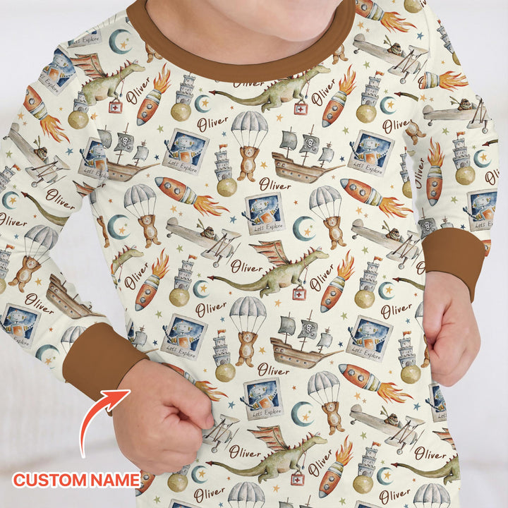 Zweiteiliges Langarm-Pyjama-Set mit Sommerfrüchten