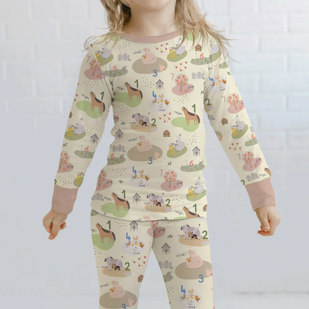 Farm Animal Counting Two Piece Long Sleeve Pajama Set