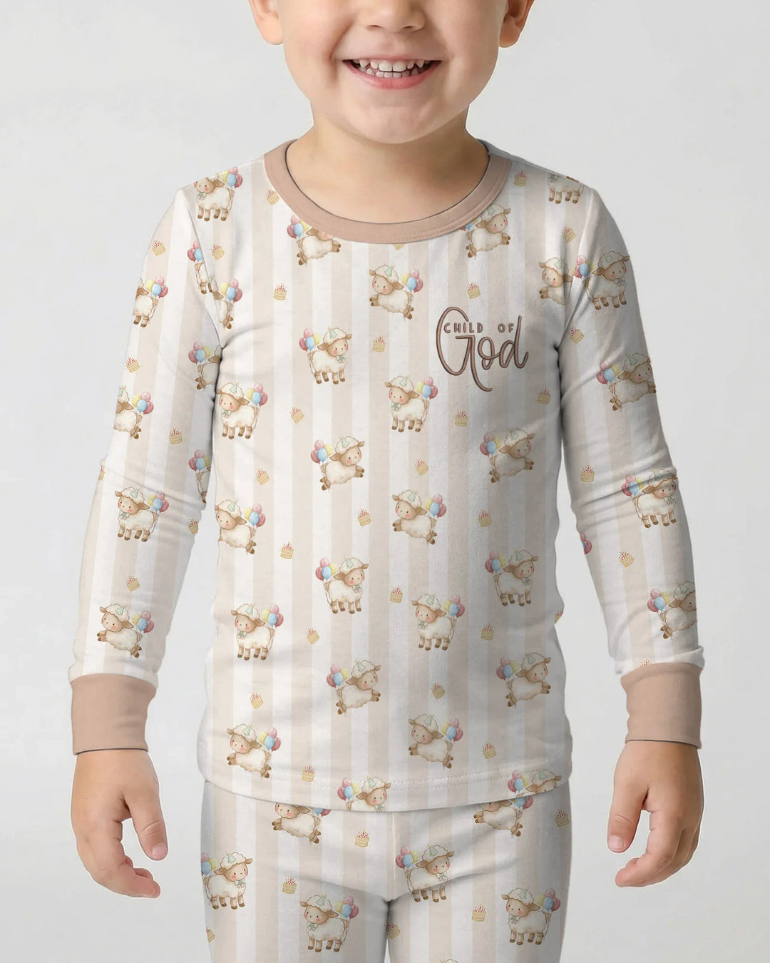 Child Of God Embroidered Baby Bamboo Two Piece Long Sleeve Pajama Set