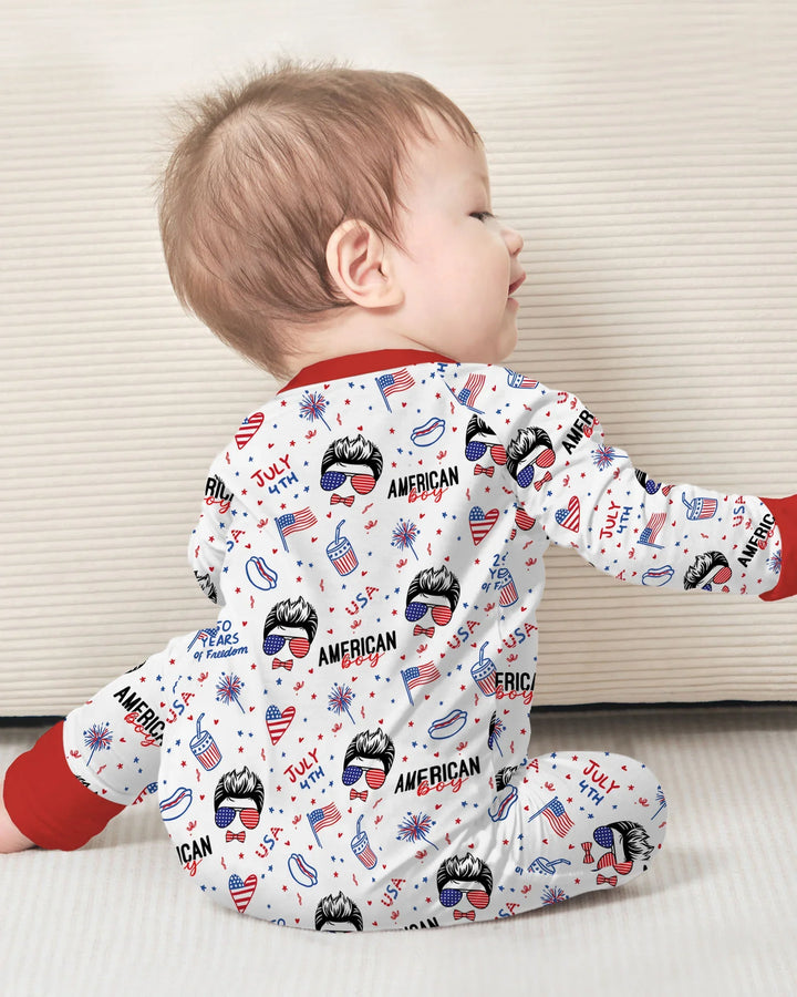 Doodle American Flag Glasses Family Matching Bamboo Convertible Zippy