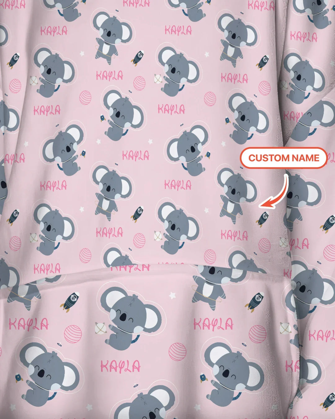 Custom Name Cosmic Koala Blanket Hoodie