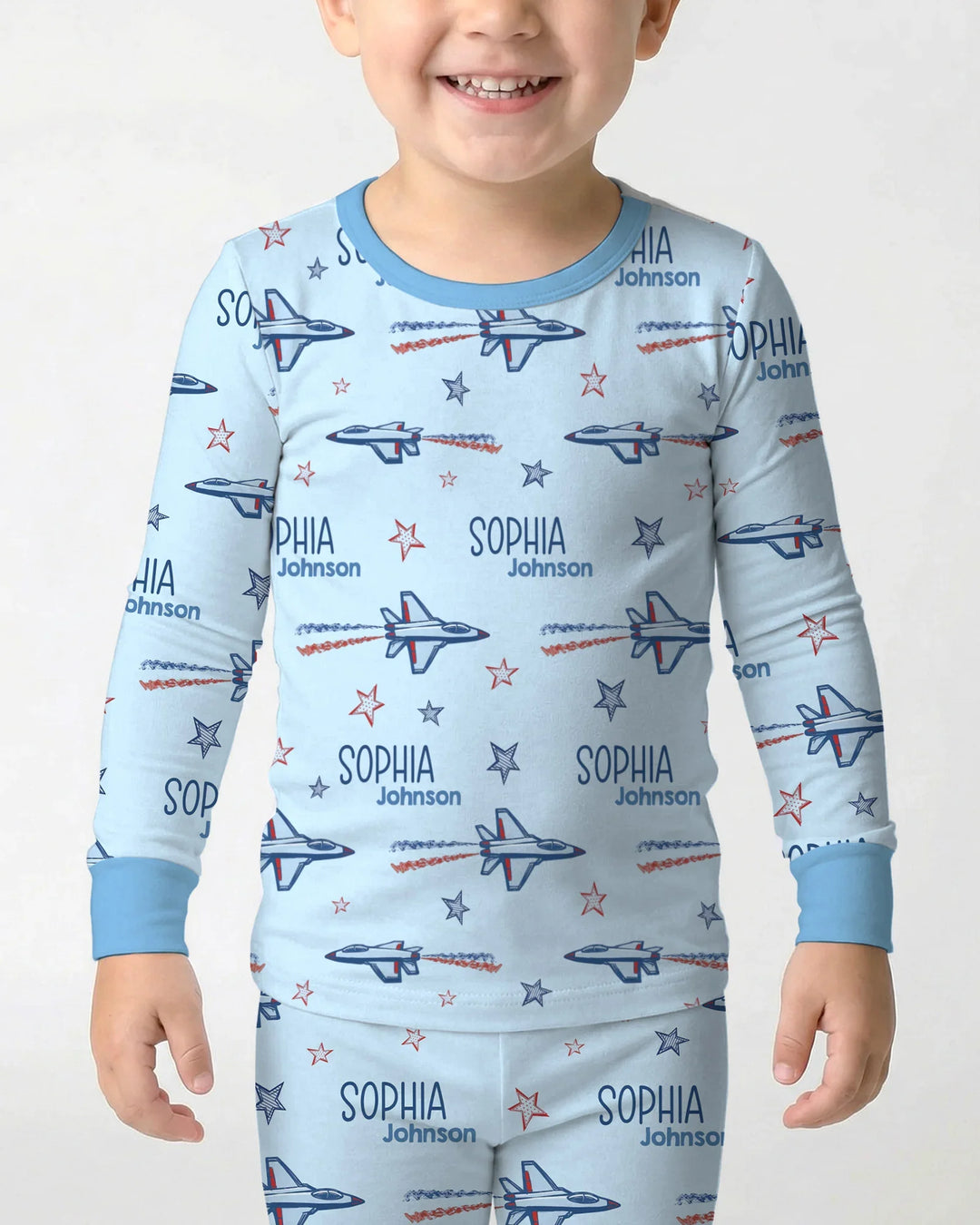 Conjunto de pijama de dos piezas de bambú con mangas largas, plantilla PERSONALIZADA