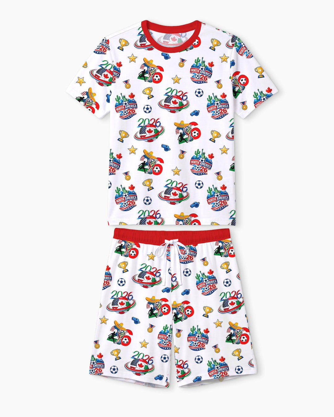 World Soccer North America 2026 Family Matching Bamboo Men Short Sleeve Short Pajama Set