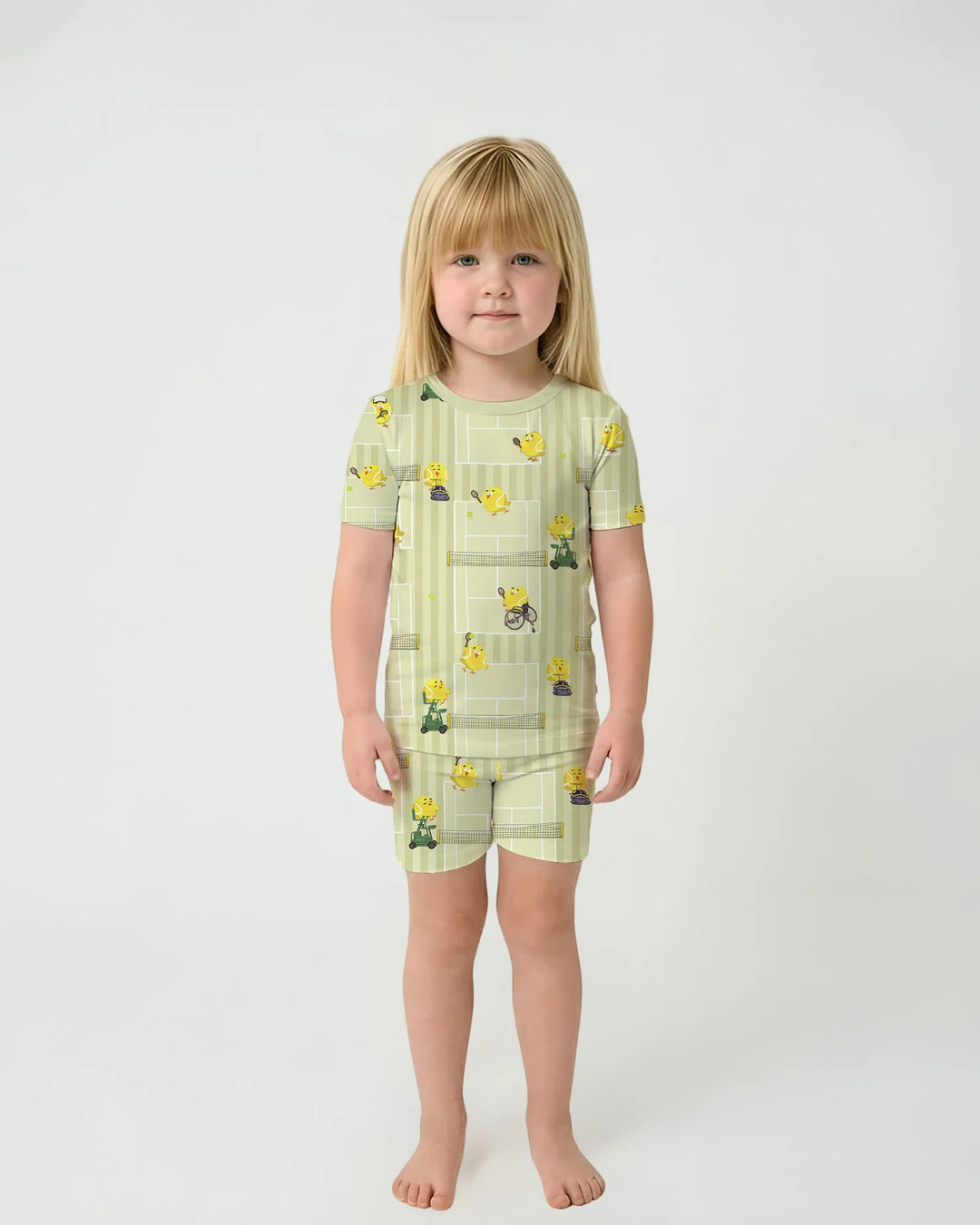 Tennis Bamboo Two Piece Short Sleeve Shorts Pajama Set