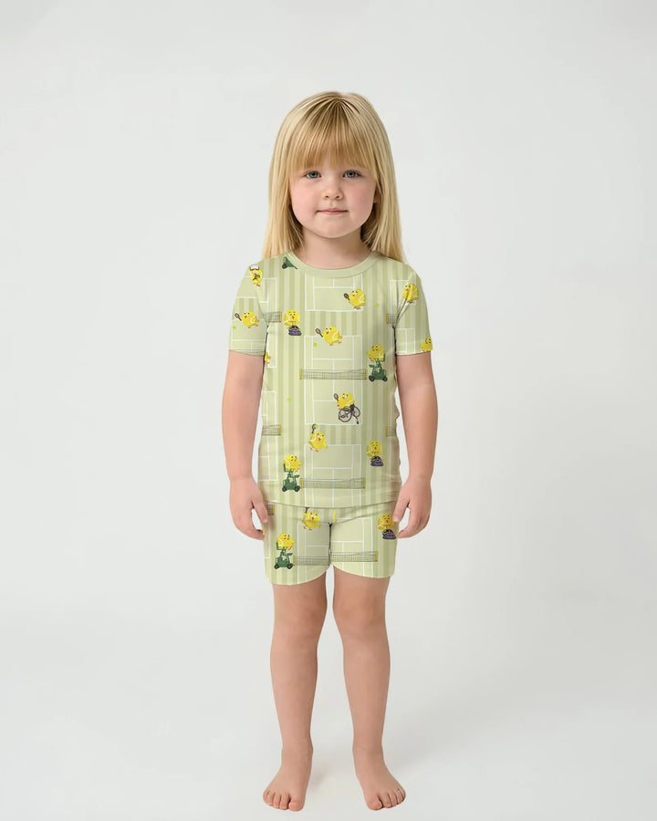 Tennis Bamboo Two Piece Short Sleeve Shorts Pajama Set