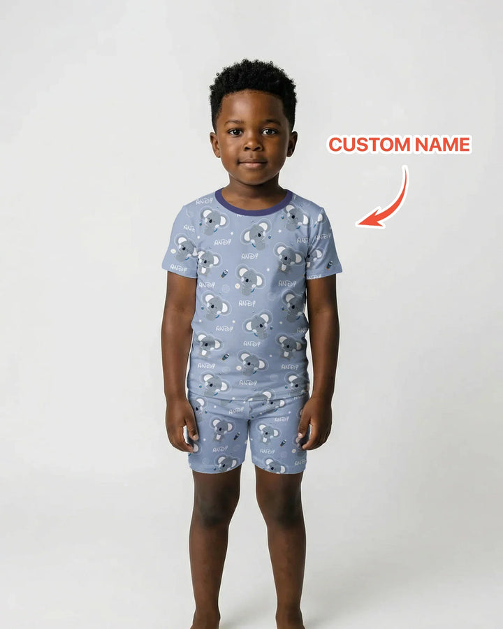 Custom Name Cosmic Koala Two Piece Short Sleeve Shorts Pajama Set