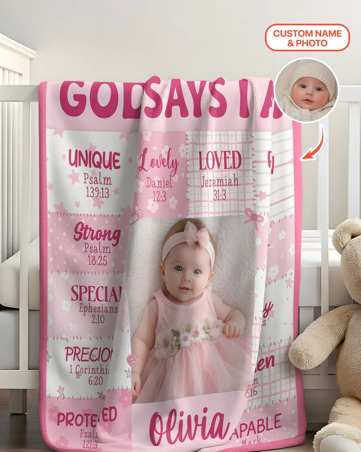 Custom Photo God Says I Am Bamboo Blanket